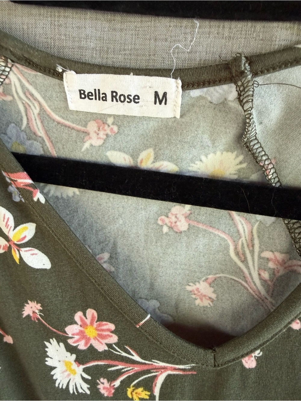 Olive Floral V-Neck Women's Dress